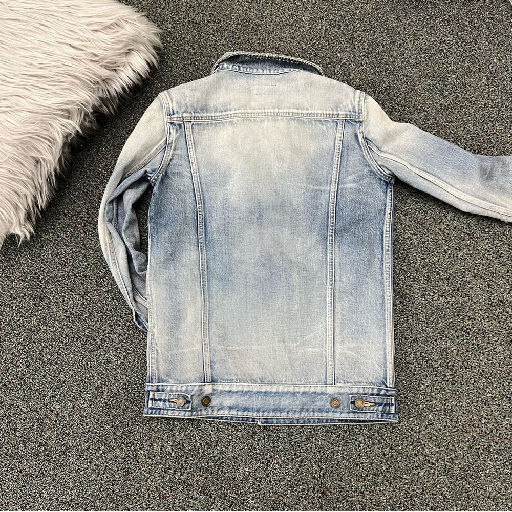 SAINT LAURENT Boyfriend Denim Blue Jean Jacket OversizenDistressed Light Wash XS - Picture 10 of 16